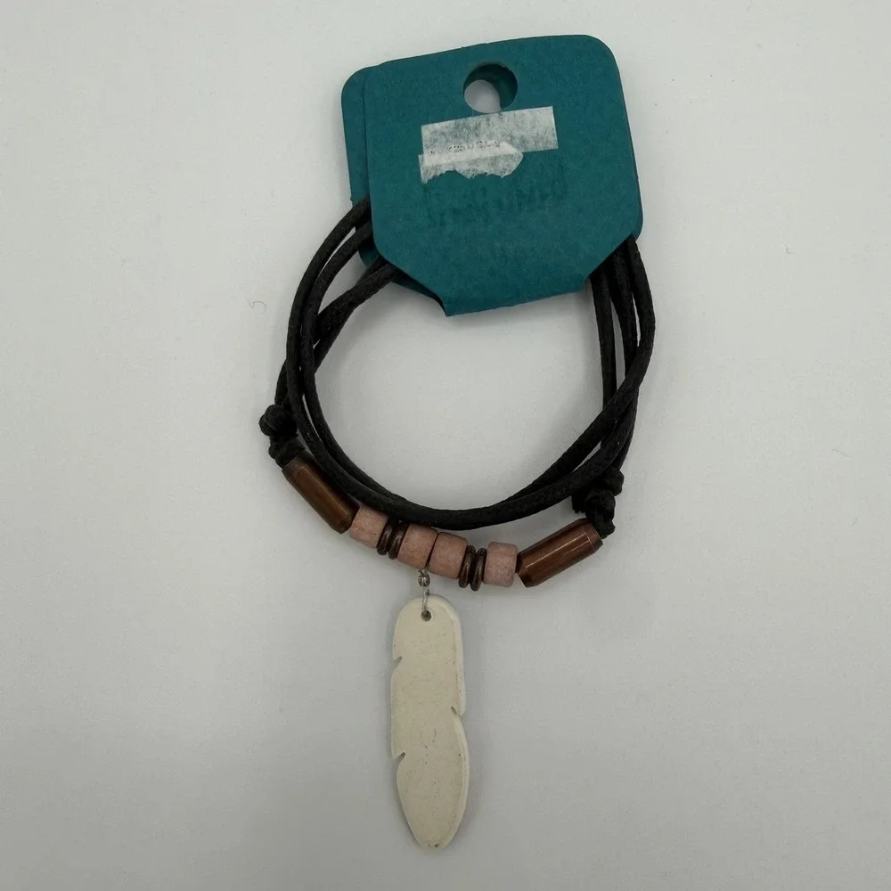 Feathers Porcelain Jewelry Set Handmade USA Southwestern Boho Bracelet‎ Earrings